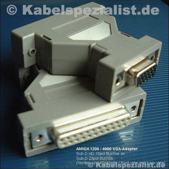 Amiga 1200  VGA-Adapter 23pol Buchse / 15pol HD-Buchse Metallisiert