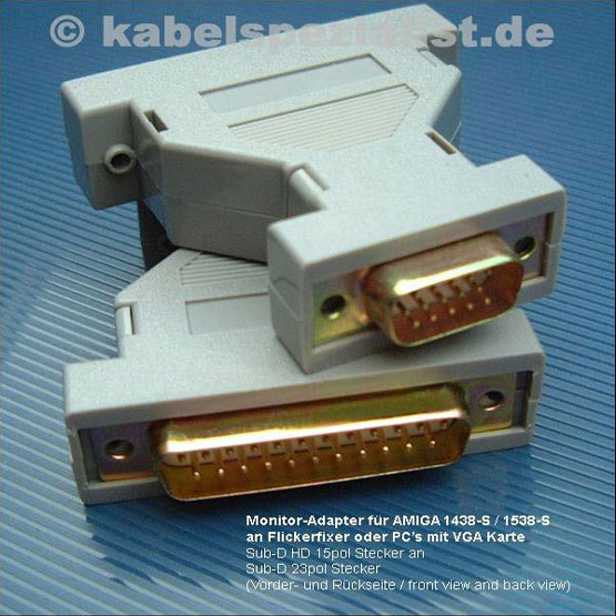 Amiga Monitor 1438S/1538S VGA Adapter 23pol Stecker / 15pol HD-Stecker